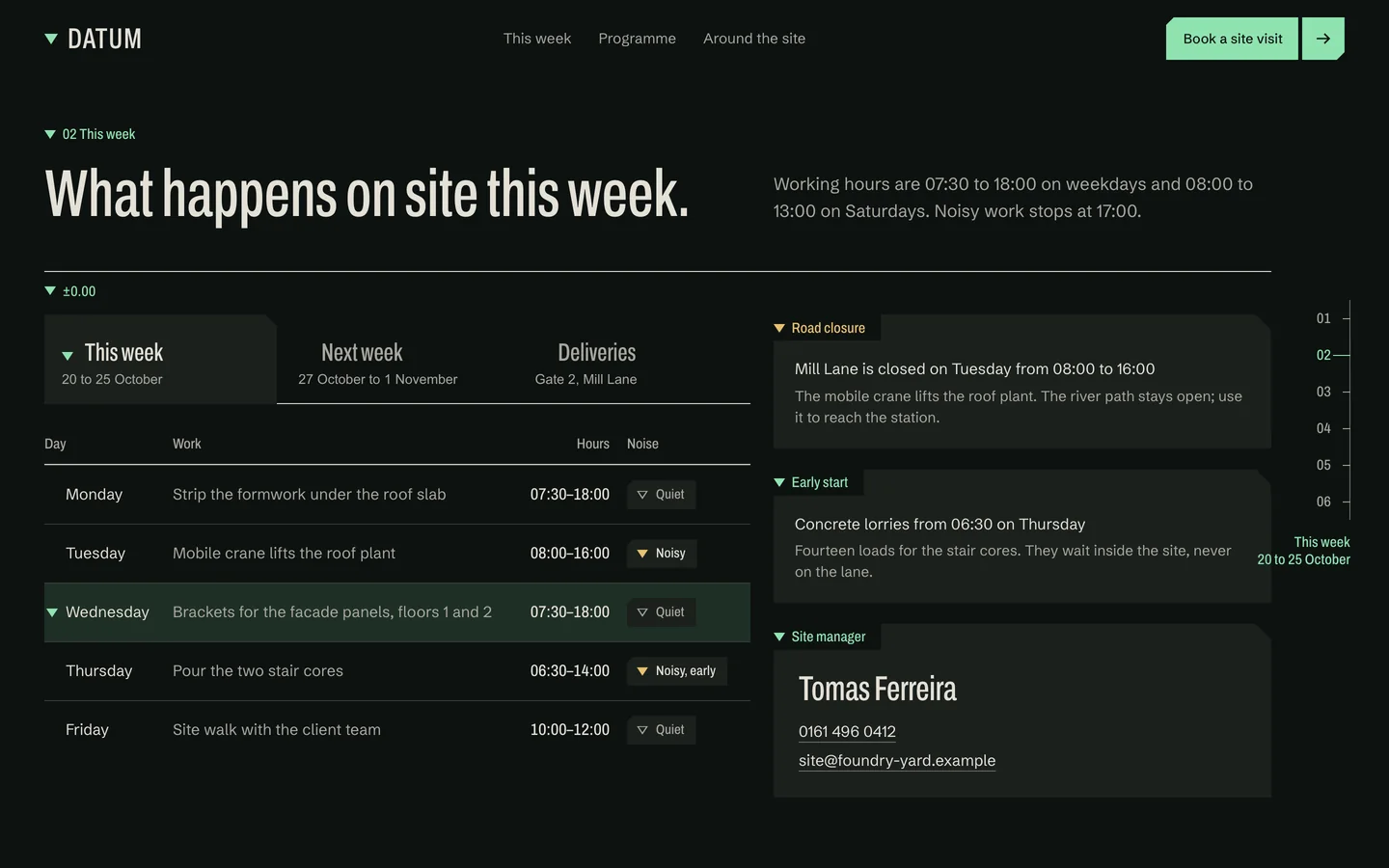 DATUM starter page at desktop width
