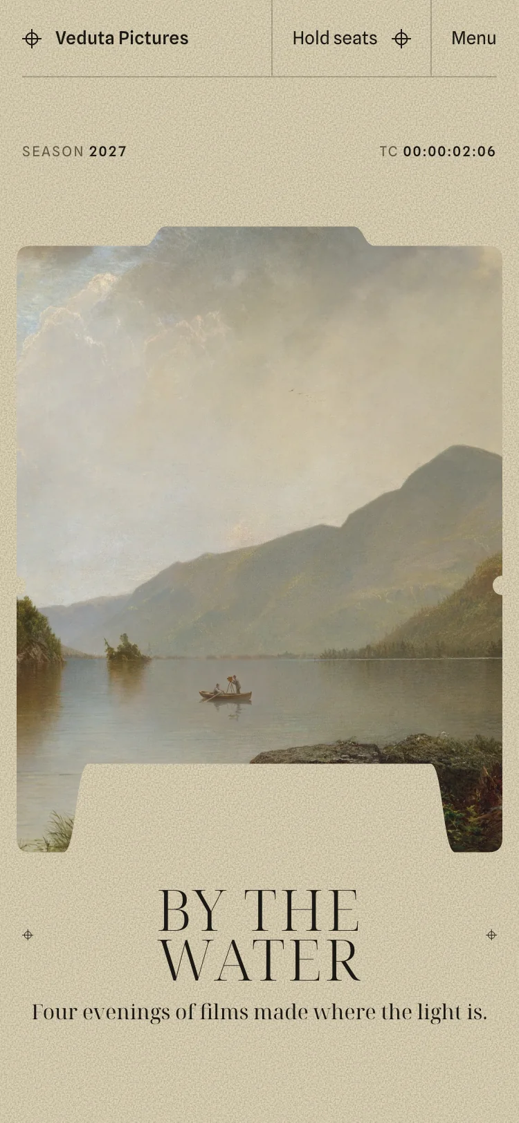 VEDUTA starter page at phone width