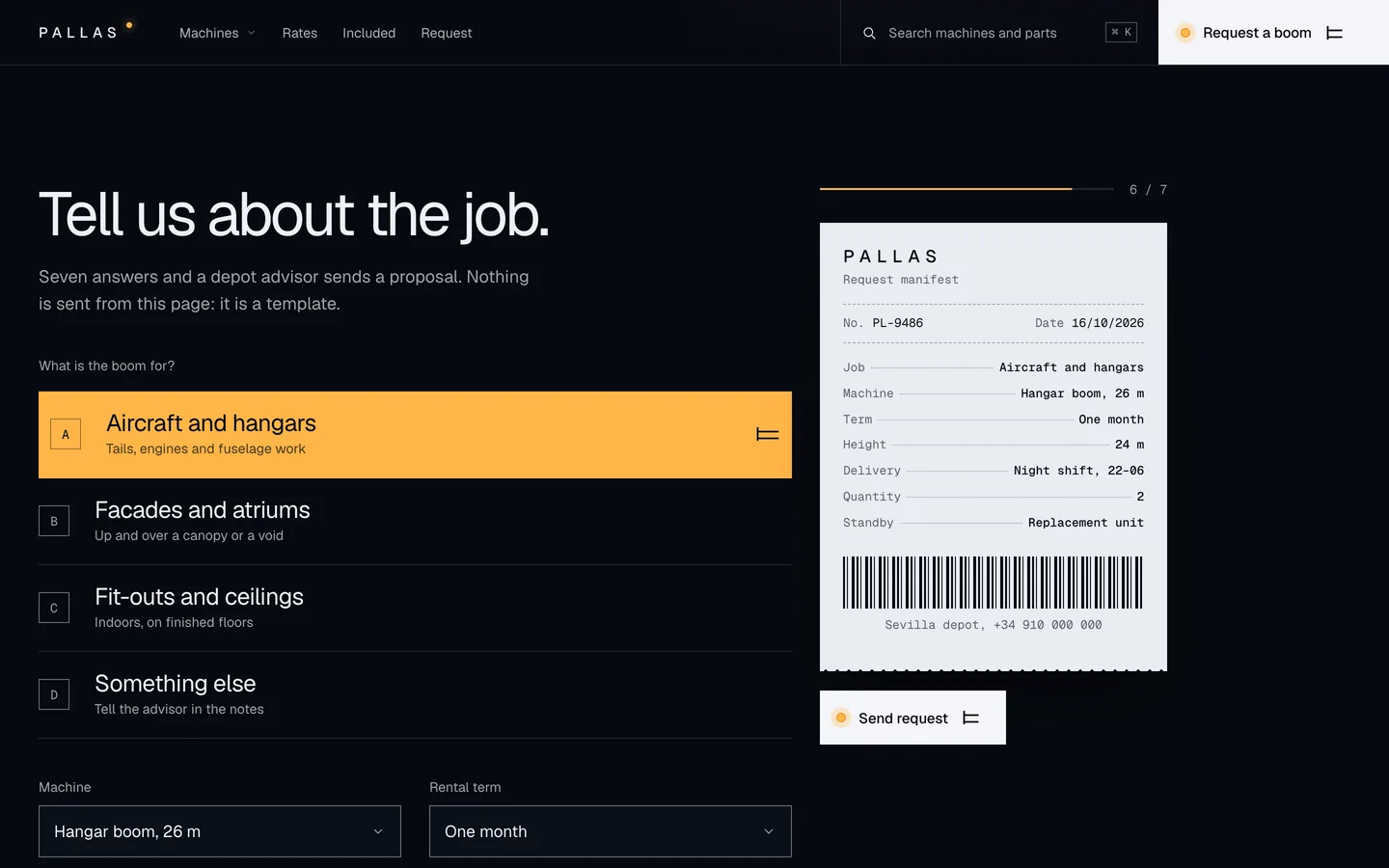 PALLAS starter page at desktop width